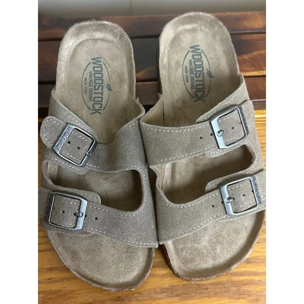 Woodstock Shoes Boy's Size‎ 3M Sandals Slide Bert Double Buckle Boho Hippy Retro
